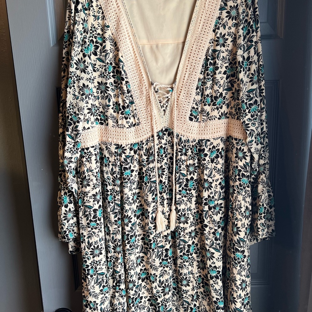 Torrid Mini Gauze Lace-Up Skater Dress
